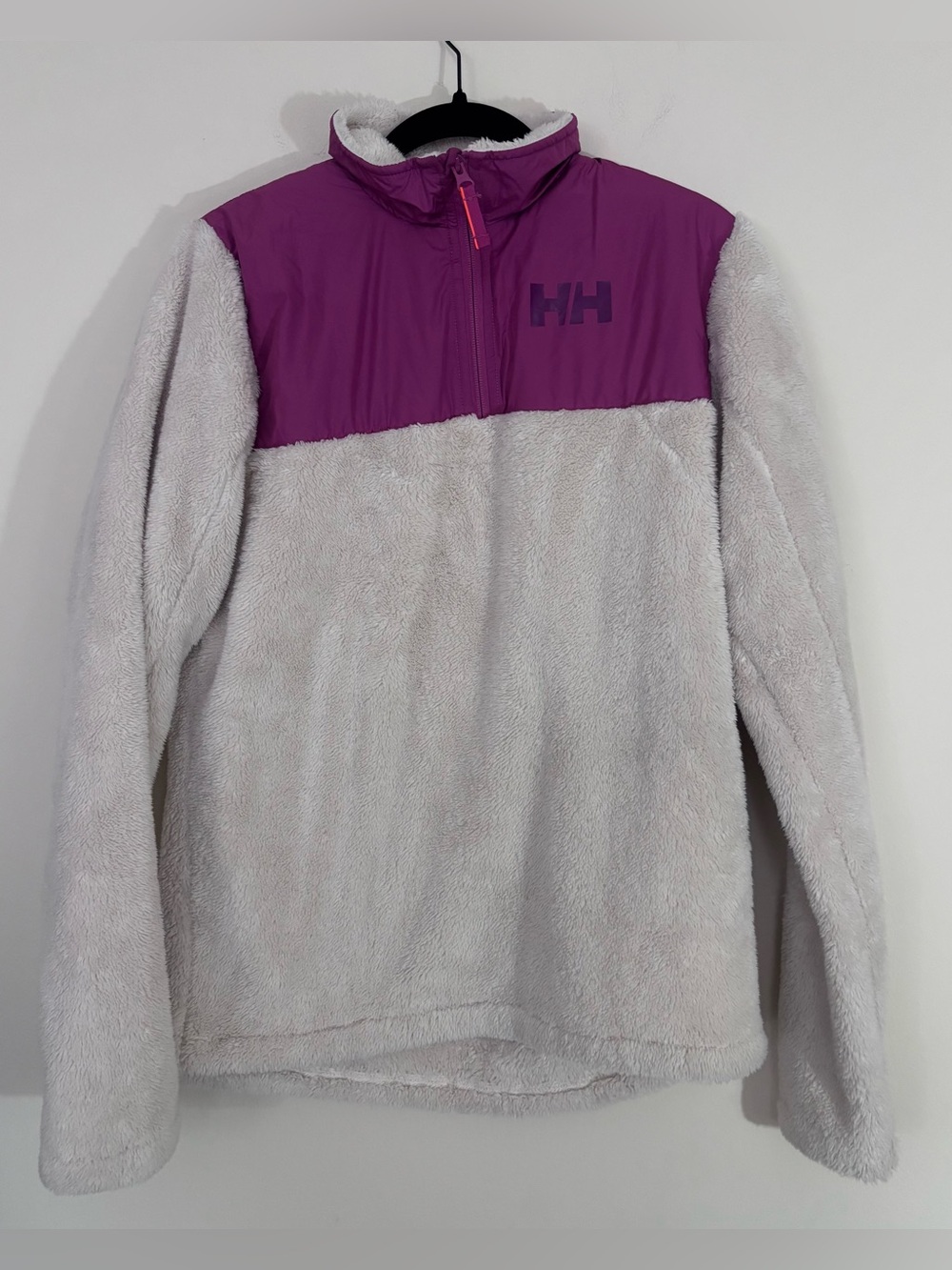 Helly Hansen Girls XL 16 Sherpa Champ Fleece Quarter Zip Pullover Purple Cream